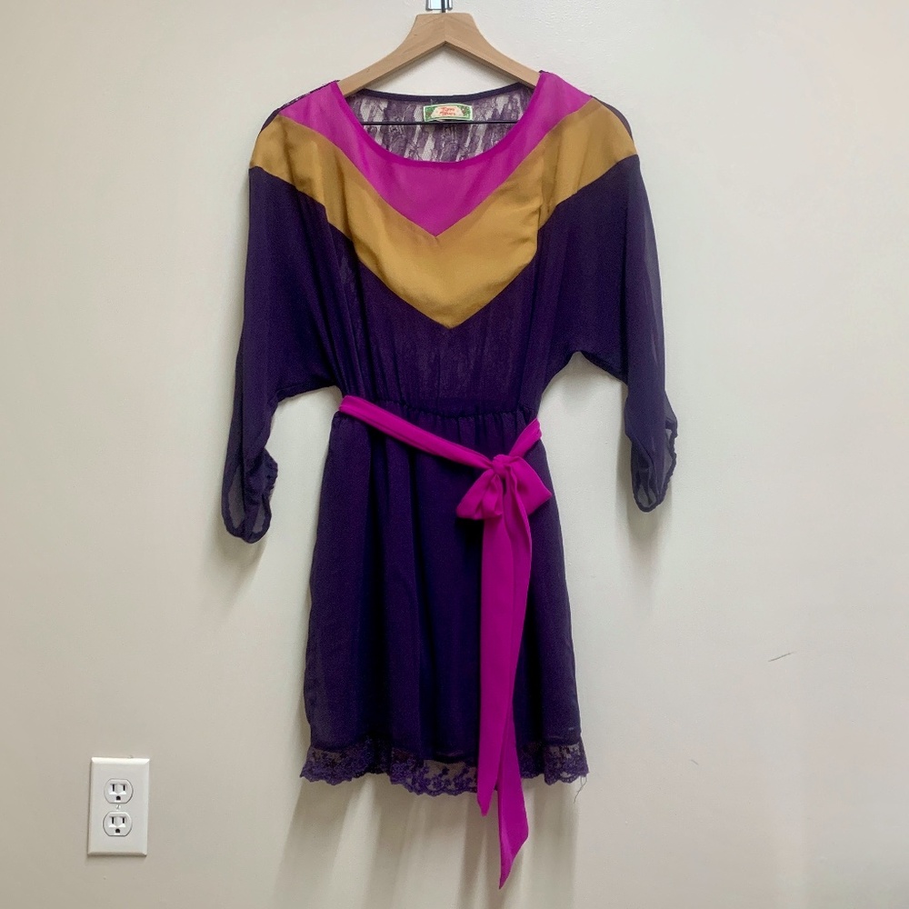 Flying Tomato Purple Sheer Dress or Tunic